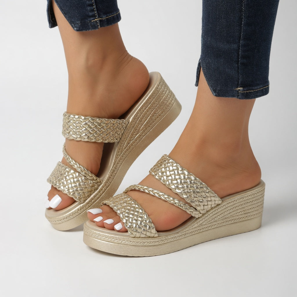 Nova Wedge Mule Goud