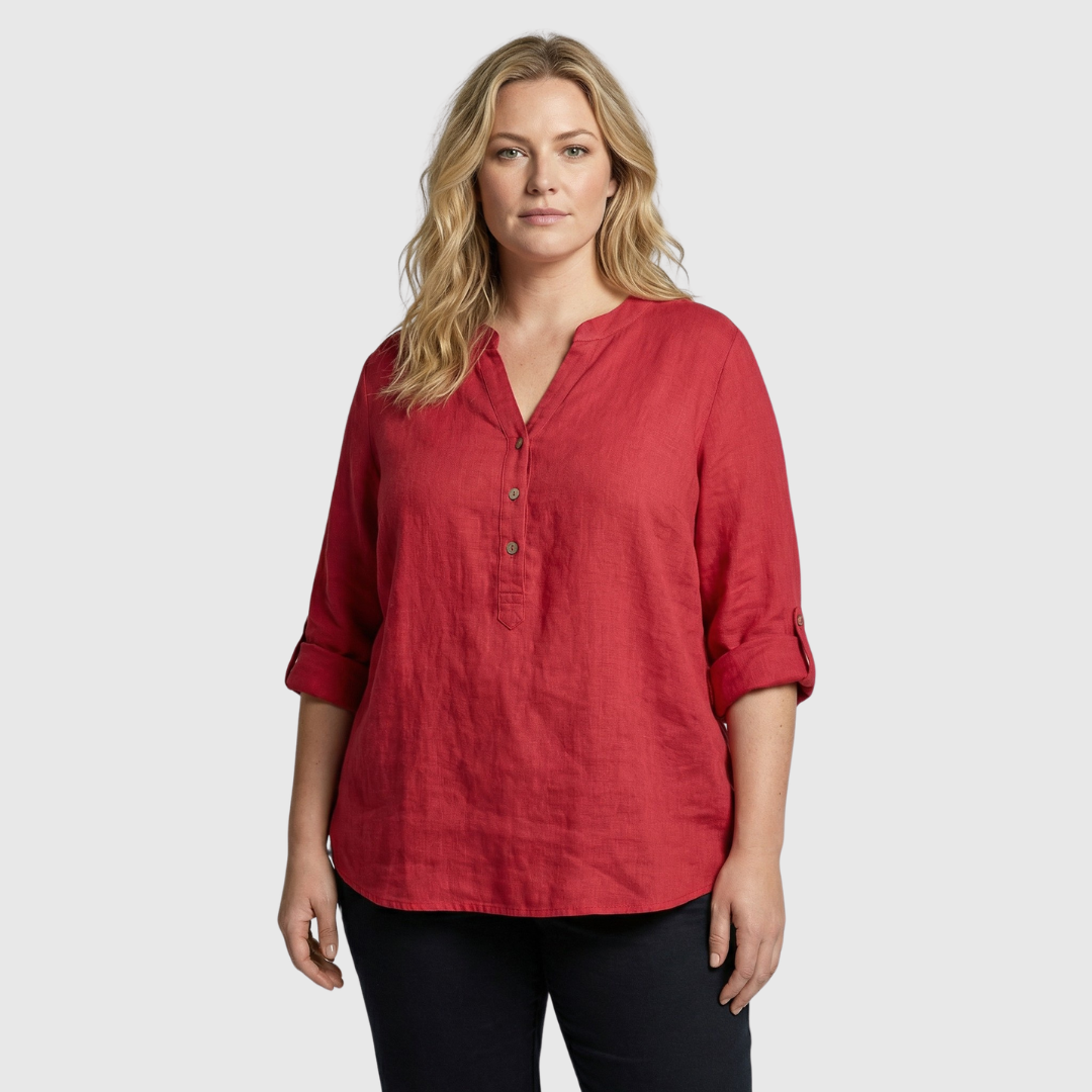 Azalea | Linnenmix Blouse Korte Mouw