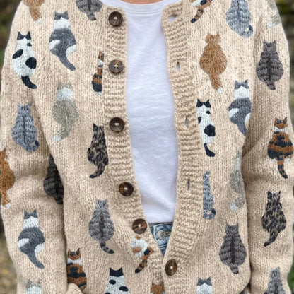 Féline | Geïllustreerde Katten Vest - Beige