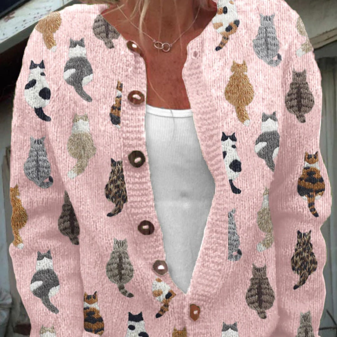 Féline | Geïllustreerde Katten Vest - Roze