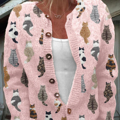 Féline | Geïllustreerde Katten Vest - Roze